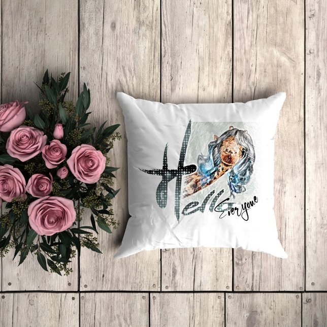 Almofada Travesseiro decorativo girafa engraçado (Criador carregado)