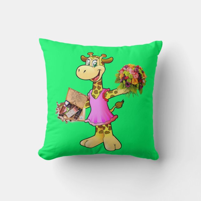 Almofada Travesseiro decorativo Giraffe Green Chocolate Flo (Frente)