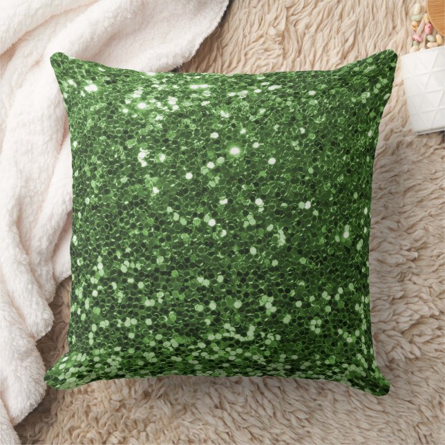 Almofada Travesseiro decorativo Glitter de Sequência Verde  (Cobertor)
