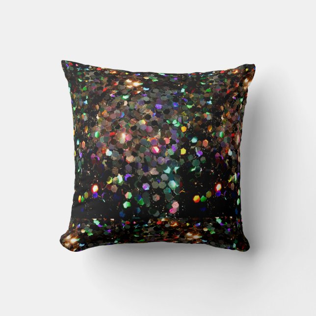 Almofada Travesseiro decorativo Glitz Black Glitter Holo Ra (Frente)