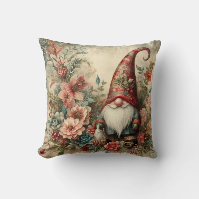 Almofada Travesseiro decorativo Gnomo Clássico de Natal (Frente)