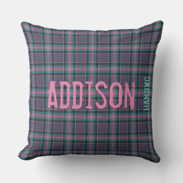 Almofada Travesseiro decorativo HAMbyWG Lav.Cinza/Rosa/Xadr (Frente)