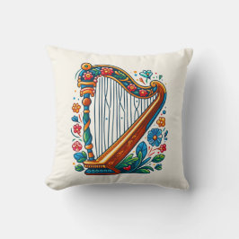 Almofada Travesseiro decorativo Harp Folk Art