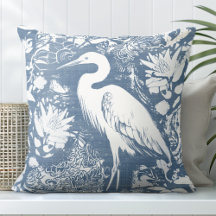 Travesseiro decorativo Heron Azul e Branco