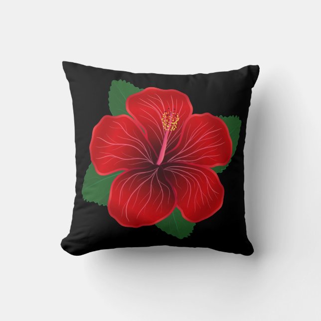 Almofada Travesseiro Decorativo - Hibisco Vermelho (Frente)