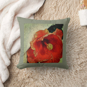 ALMOFADA TRAVESSEIRO DECORATIVO HIBISCUS FLORAL/LARANJA