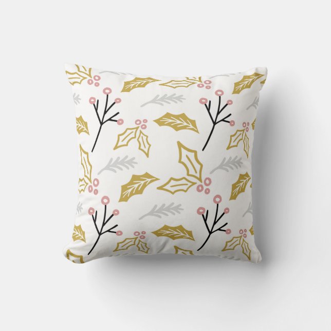 Almofada Travesseiro decorativo Holly de Natal (Frente)