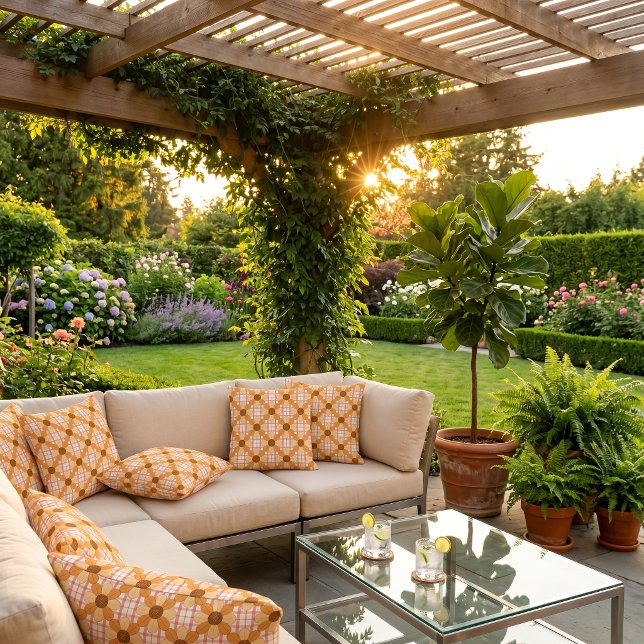 Almofada Travesseiro Decorativo HoneyBloom Haven Retro Dais (Golden Blooms. Happy Homes. Unforgettable Stays.)