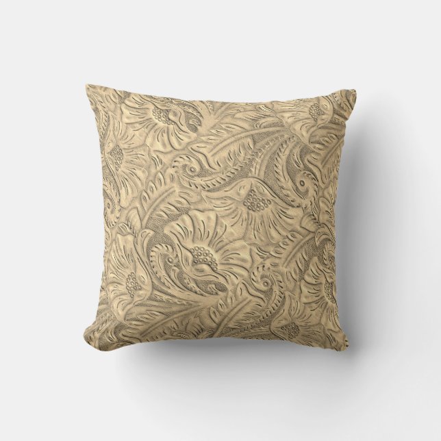 Almofada Travesseiro decorativo Impressão de Couro de Tan F (Frente)