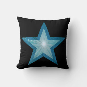Almofada Travesseiro decorativo impresso azul-estrela preto