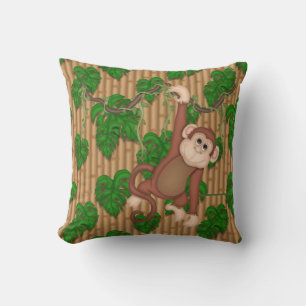 Almofada Travesseiro decorativo inicial do macaco-cartoon n