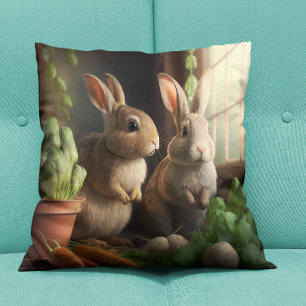 Almofada Travesseiro decorativo interior de coelhos bonitos