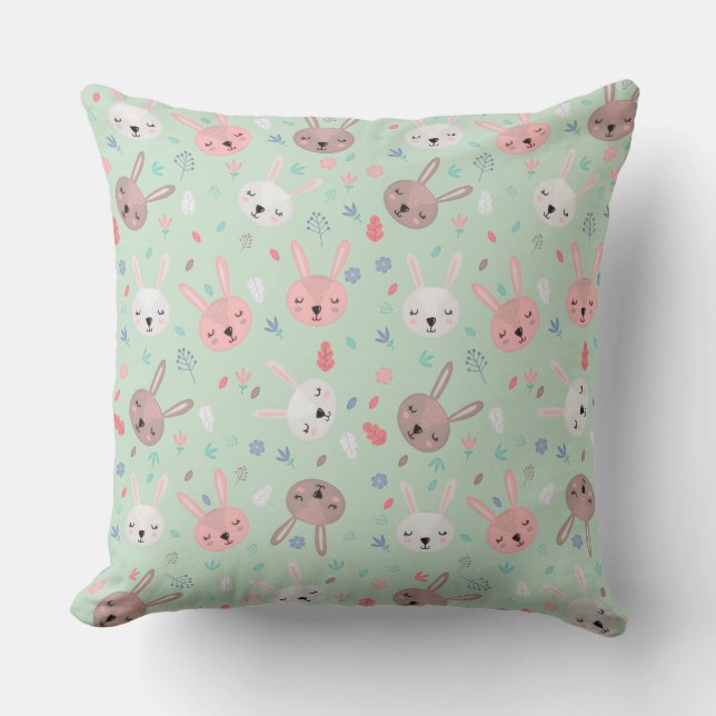 Almofada Travesseiro Decorativo Jardim Bunny Bloom (Frente)