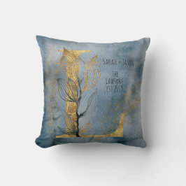 Almofada Travesseiro decorativo L Monograma Dourado de Cinz