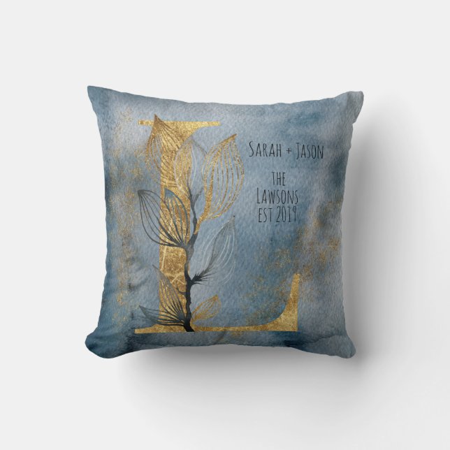 Almofada Travesseiro decorativo L Monograma Dourado de Cinz (Frente)