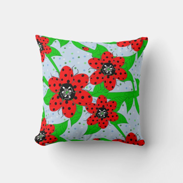 Almofada Travesseiro decorativo Ladybug Flowers (Frente)
