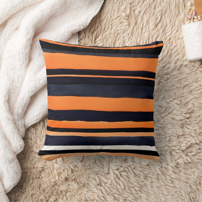 Almofada Travesseiro decorativo Laranja Black Stripes (Cobertor)