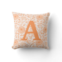 Travesseiro decorativo Laranja Monograma Floral Gi