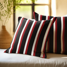 Travesseiro Decorativo Listrado Preto Vermelho Bra