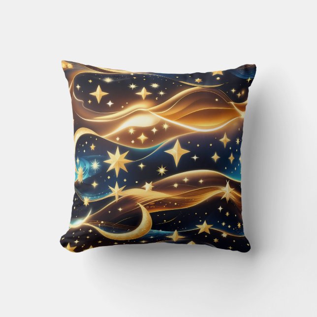 Almofada Travesseiro Decorativo – Lua Celestial Âmbar (Frente)