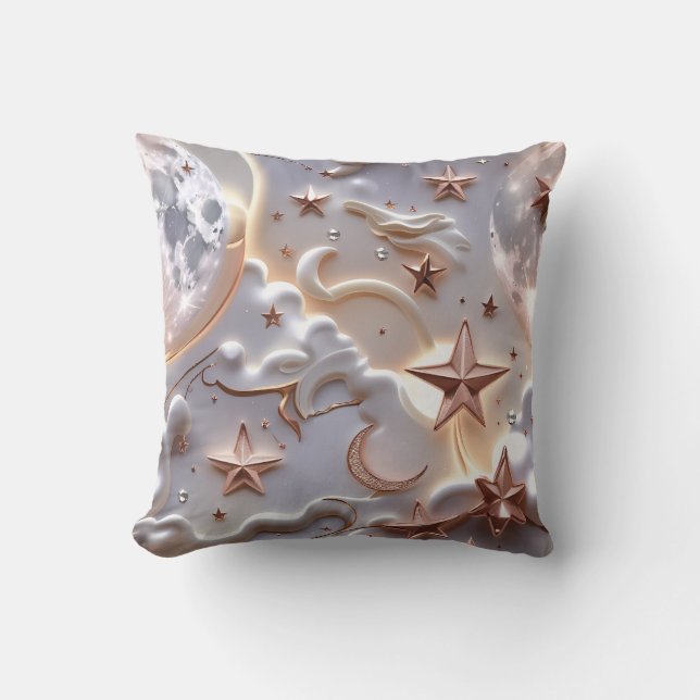 Almofada Travesseiro Decorativo - Lua Celestial Branco Márm (Frente)