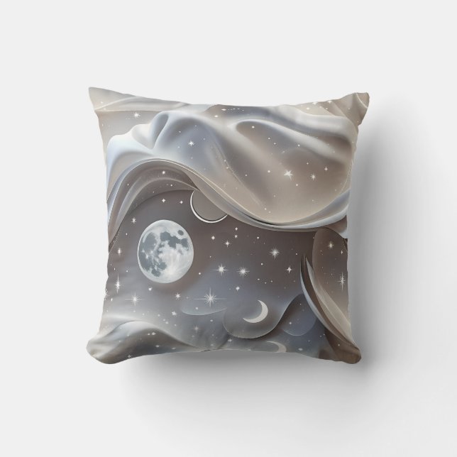 Almofada Travesseiro Decorativo - Lua Celestial Branco Márm (Frente)
