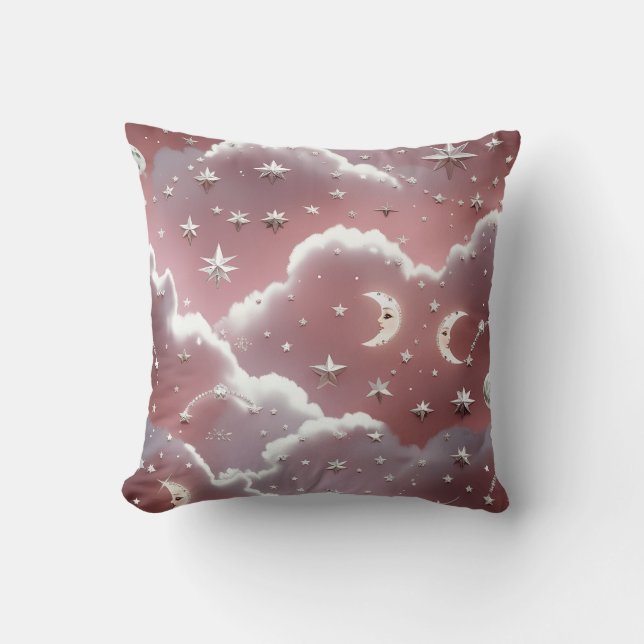 Almofada Travesseiro Decorativo – Luar Celestial Rosa Quart (Frente)
