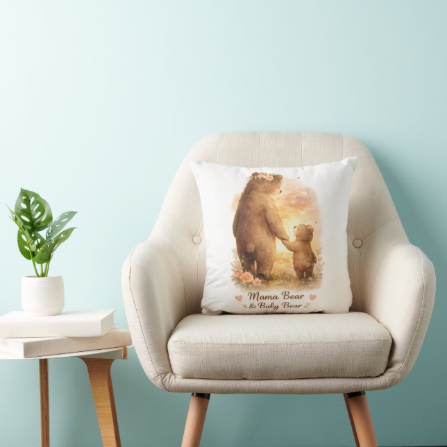 Almofada Travesseiro Decorativo Mamãe Urso e Bebê Urso (Cadeira)