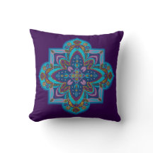 Travesseiro decorativo - mandala azul e roxo