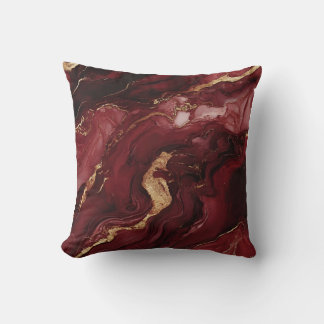 Almofada Travesseiro Decorativo Marble Burgundy e Dourado