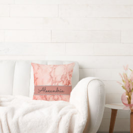 Almofada Travesseiro decorativo Marble de Coral Rosa Elegan