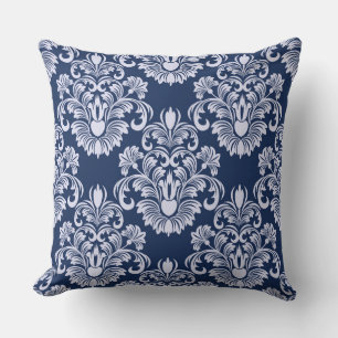 Almofada Travesseiro decorativo Marinho Azul Damask