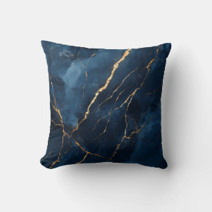 Almofada Travesseiro decorativo marinho Azul e Dourado Deco