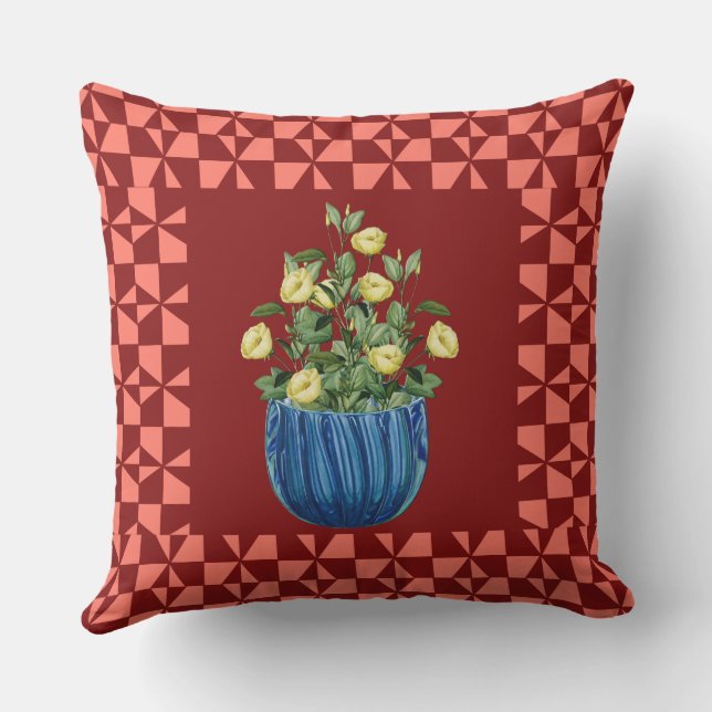 Almofada Travesseiro decorativo Marrom elegante com Vaso Fl (Verso)