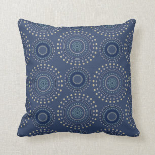 Almofada Travesseiro decorativo - medalhões de Boho (azuis