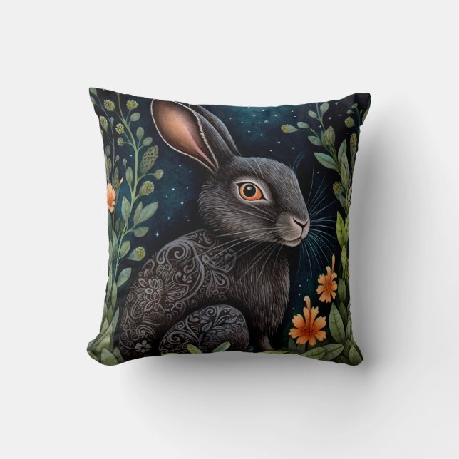 Almofada Travesseiro decorativo Midnight Hare (Frente)