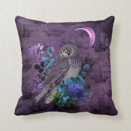 Almofada Travesseiro decorativo Místico Roxo e Teal Coruja