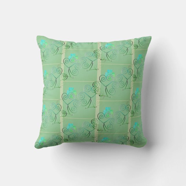 Almofada Travesseiro decorativo Misty Shamrock Squares (Verso)