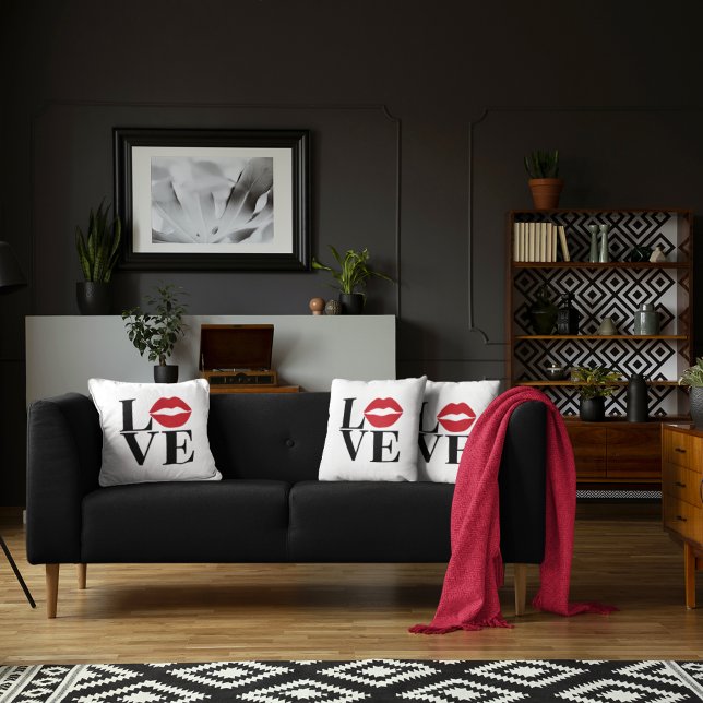 Almofada Travesseiro decorativo moderno do Kiss of Love Red (Criador carregado)