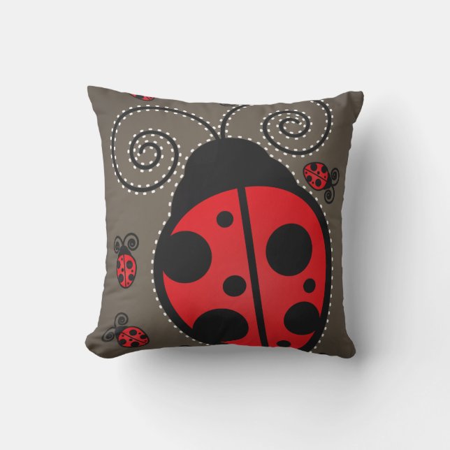 Almofada Travesseiro decorativo Mojo Americano Cute Ladybug (Frente)