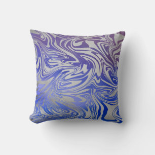 Almofada Travesseiro decorativo Molten de prata azul