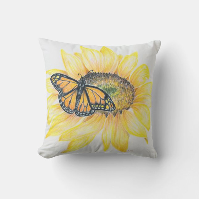 Almofada Travesseiro decorativo- Monarca e girassol (Frente)