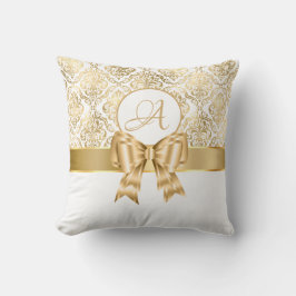 Almofada Travesseiro decorativo monograma do Damask Dourado