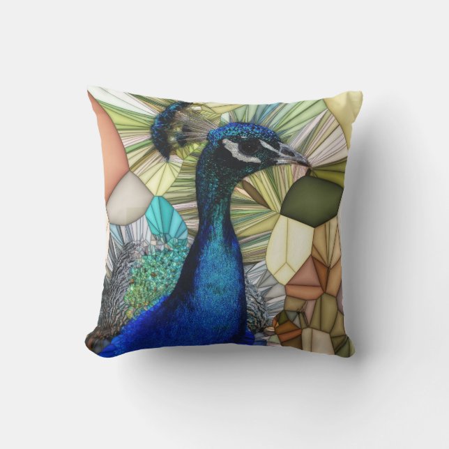 Almofada Travesseiro decorativo Mosaico Colorido Peacock (Frente)