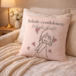 Almofada Travesseiro Decorativo Motivacional Rosa Bege Inha