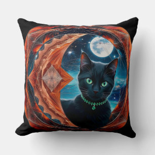 Almofada Travesseiro decorativo Mystical Black Cat Celestia
