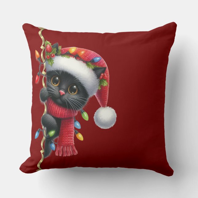 Almofada Travesseiro decorativo Natal de Férias Negras (Frente)
