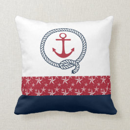 Almofada Travesseiro decorativo Náutico Azul Branco Vermelh