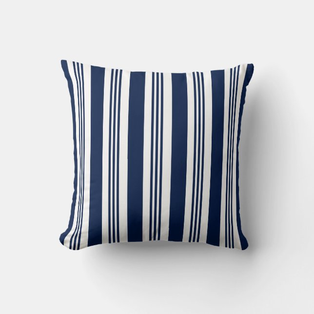 Almofada Travesseiro decorativo Náutico com marinho Azul e  (Frente)