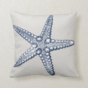Almofada Travesseiro decorativo náutico da estrela do mar